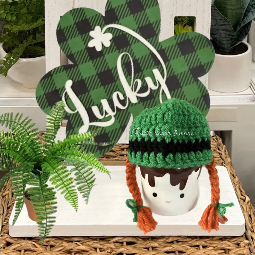 Leprechaun Girl Marshmallow Mug Hat St. Patrick's Day Tiered Tray Decor